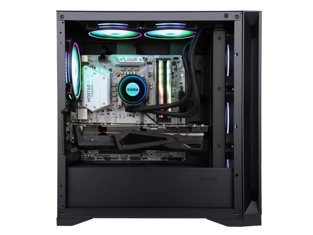 Black Tempered Glass PC Gaming Case with 4 x ARGB Fans E22185