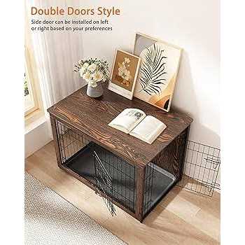 Wooden Dog Crate Furniture with Cushion and Tray F7176