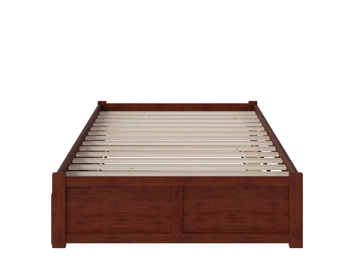 Walnut Full Platform Bed with Trundle X519725