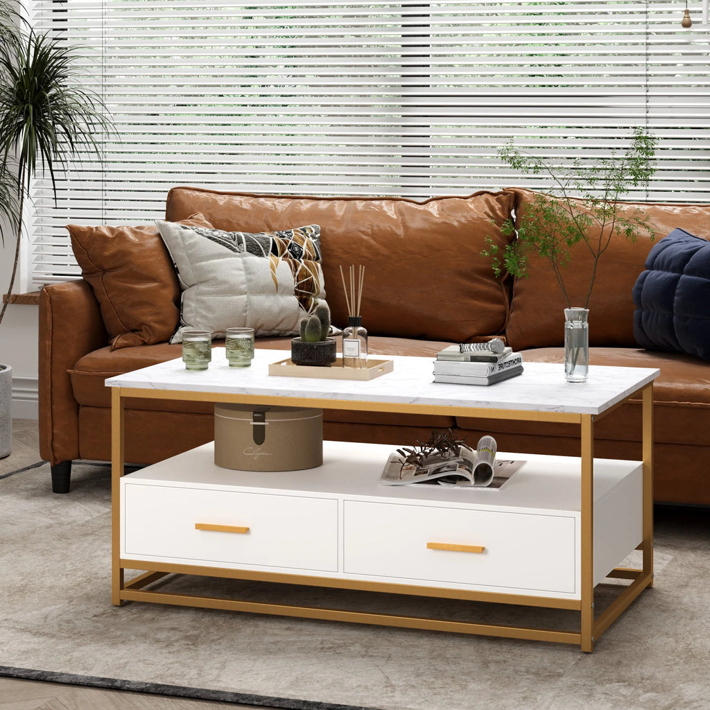 Dark Brown Coffee Table with Storage Drawers S813