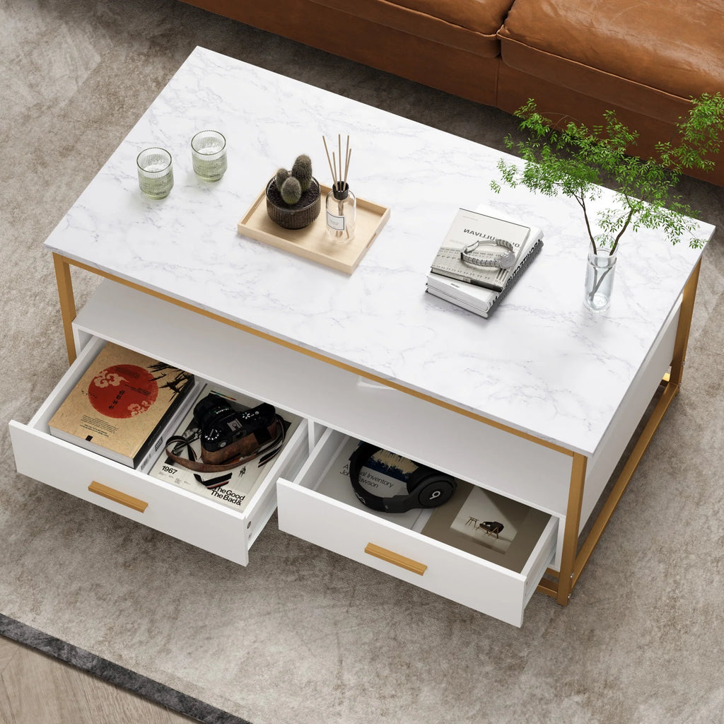 Dark Brown Coffee Table with Storage Drawers S813