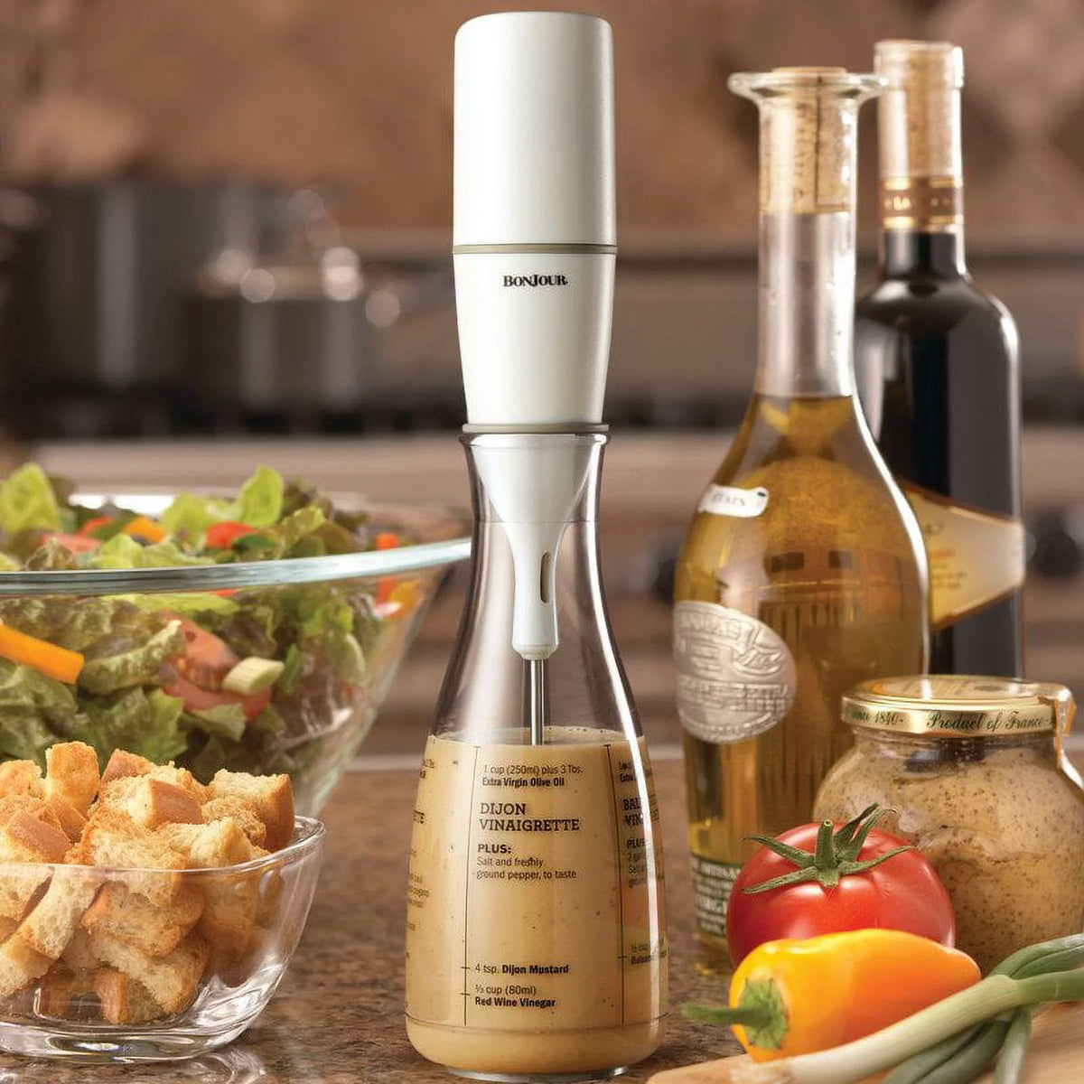 Plastic Salad Dressing Carafe and Handheld Mixer, 12 oz S236168
