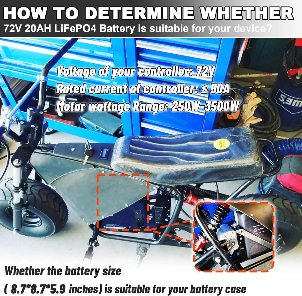 72V 20AH Lithium LiFePO4 Ebike Battery with 5A Charger D917260