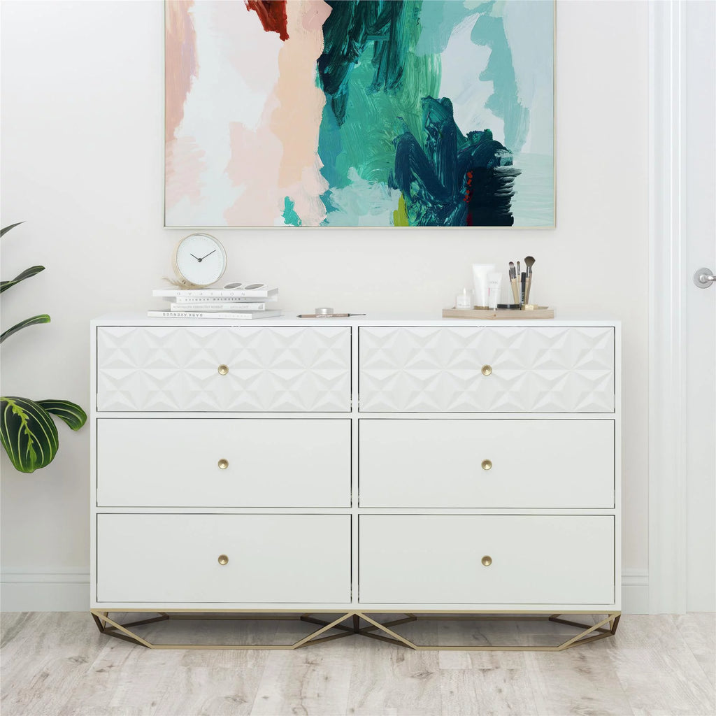 White 6 Drawer Dresser H517226