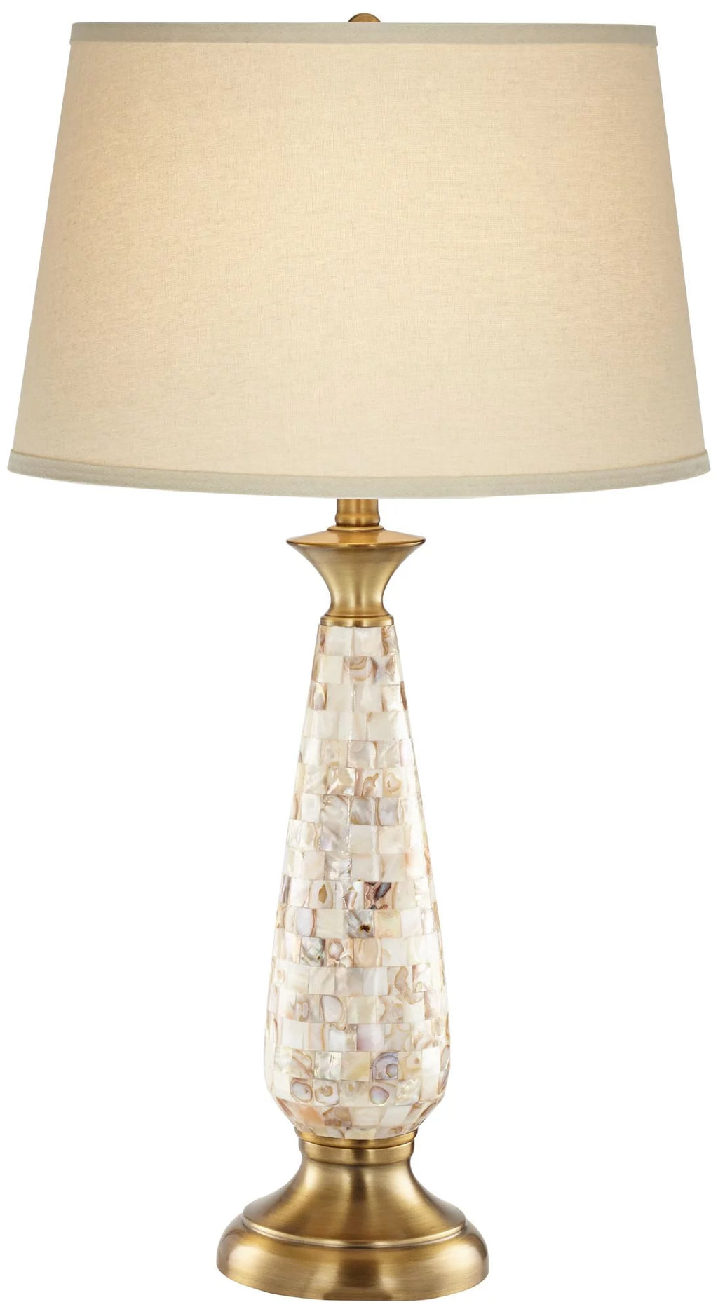 Coastal Table Lamp 29 3/4" Tall Mother of Pearl Mosaic Tapered Drum Shade K7982