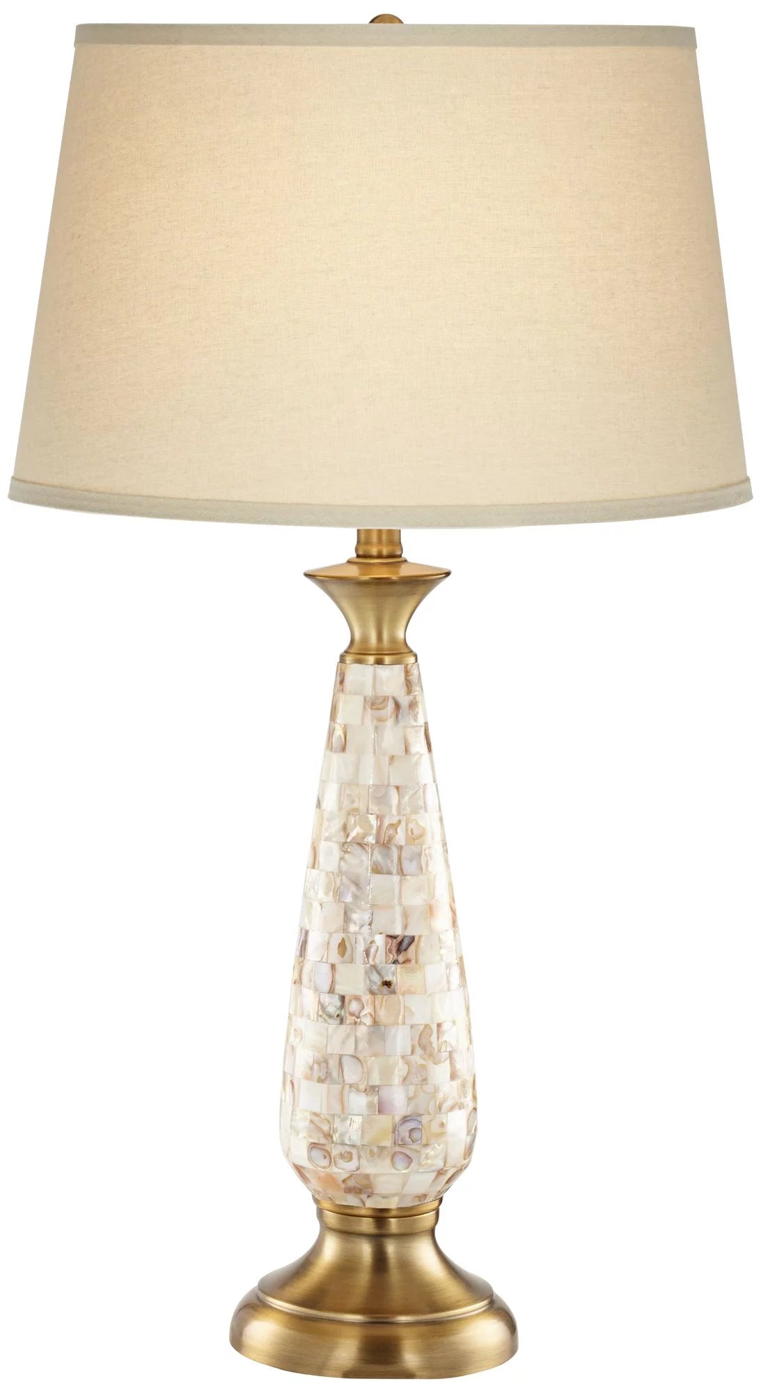 Coastal Table Lamp 29 3/4" Tall Mother of Pearl Mosaic Tapered Drum Shade K7982