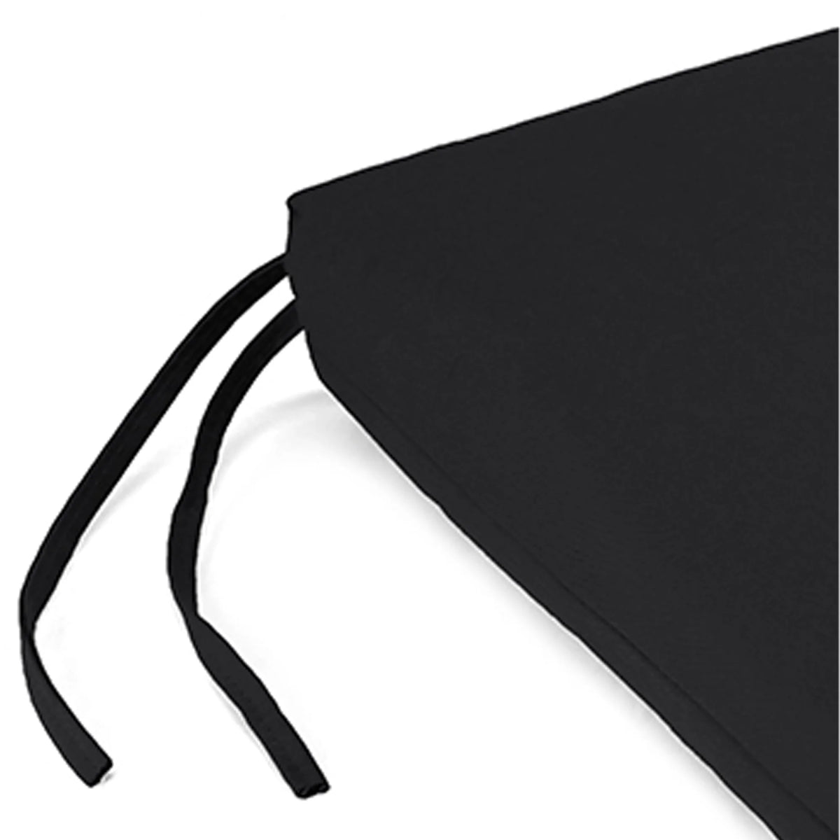 Black Rectangular Outdoor Chair Pad Seat Cushion with Ties, 2 Pack J79251