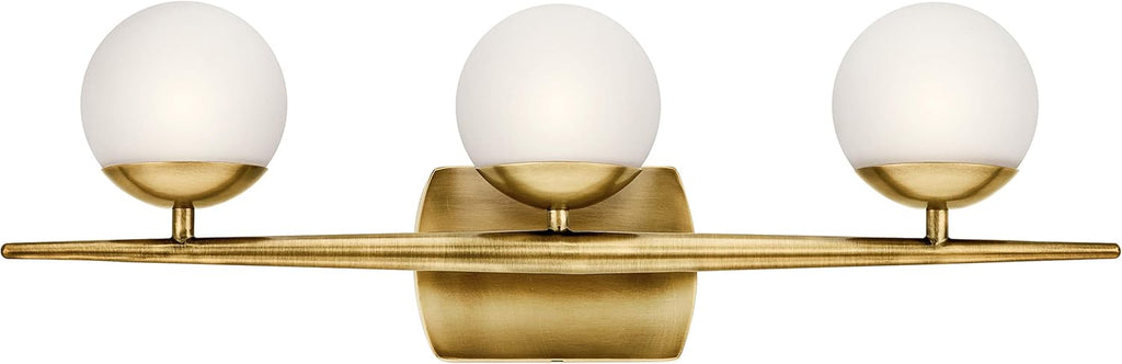 3 Light Halogen Vanity Light with Satin Etched Cased Opal Glass Chrome A55306