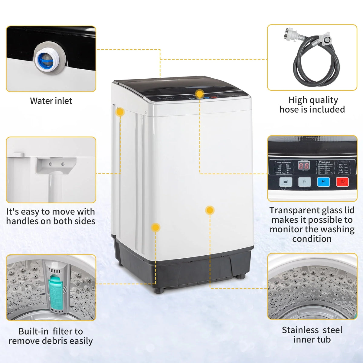 17.6Lbs Top Load Portable Washer with Drain Pump K992