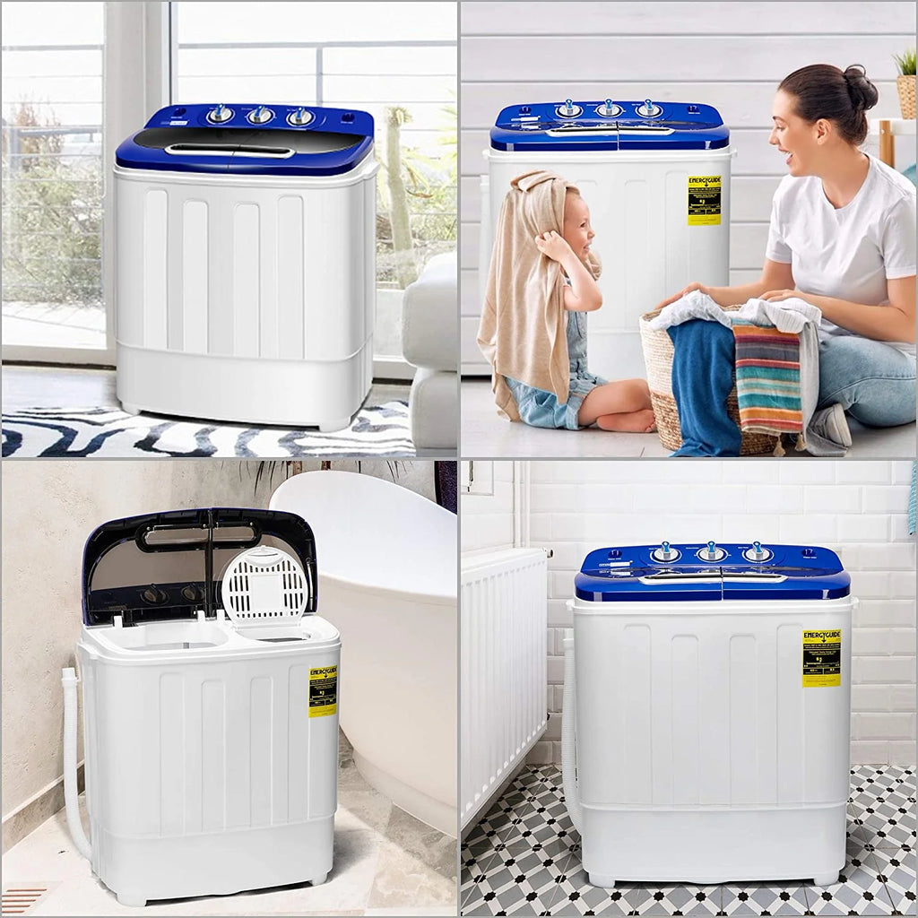 Portable 13.5Lbs Twin Tub Mini Clothes Washer with Drain Hose C167667