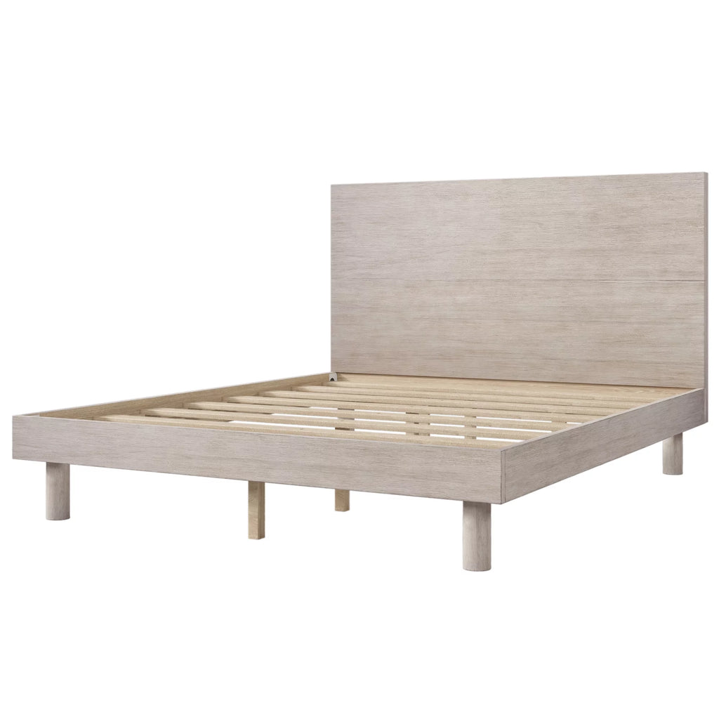 Queen Size Solid Wood Platform Bed Frame with Headboard O524965