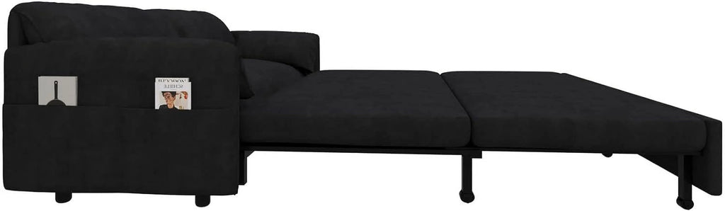 Queen Size Velvet Convertible Sleeper Sofa with Side Pocket J557