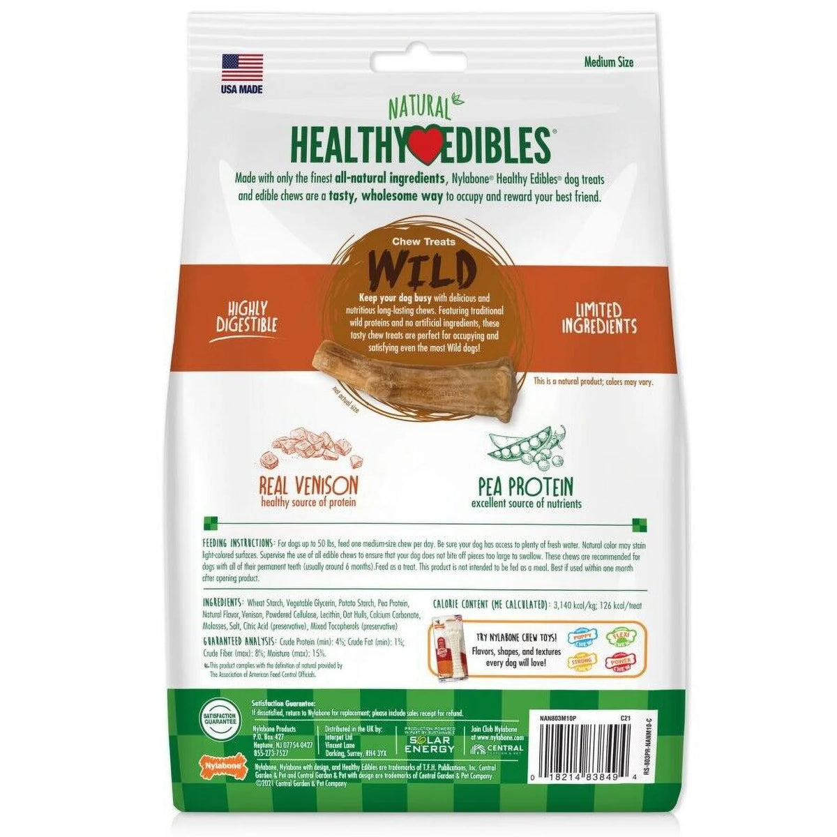 Natural Dog Chew Treats Venison 10 Chews A3730