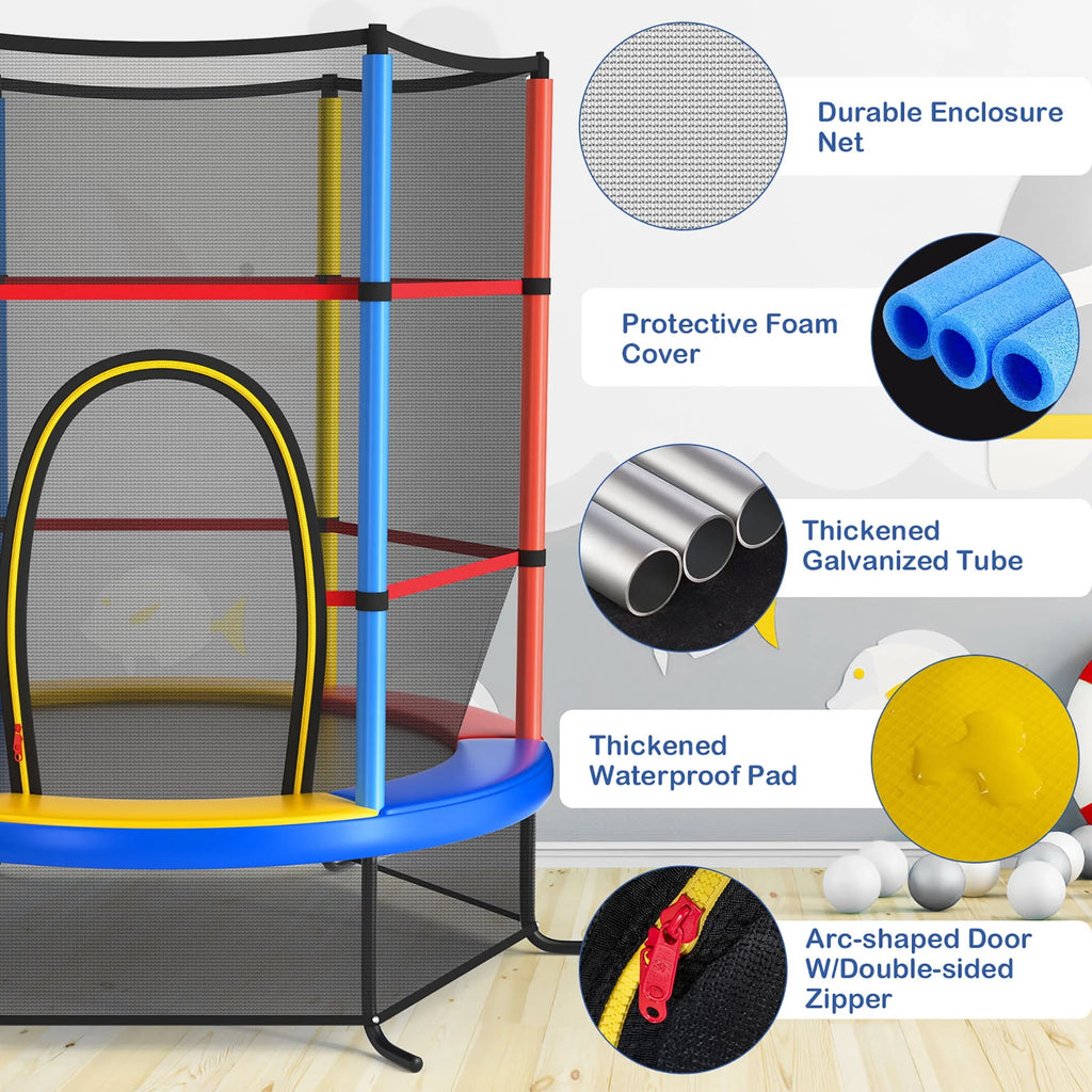55'' Kids Trampoline with Enclosure Net E976