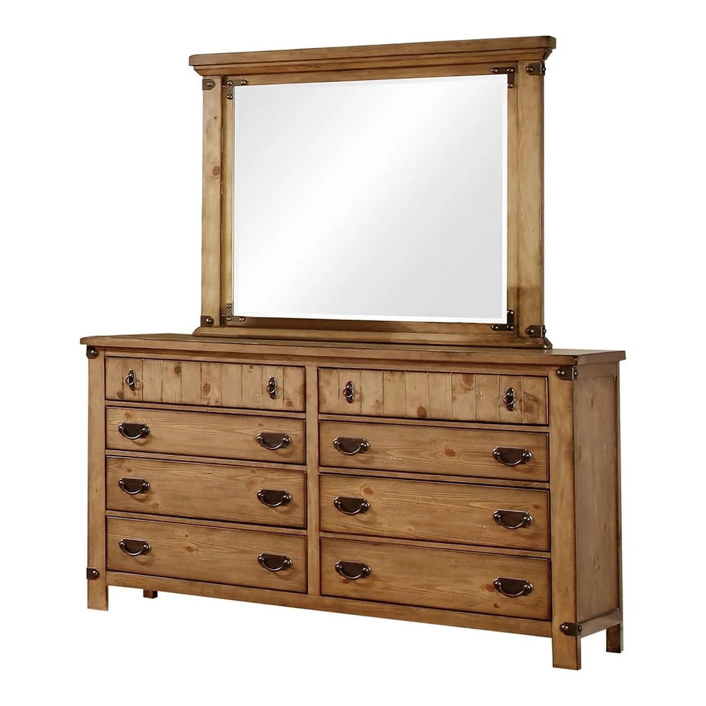 2-Piece Wood Dresser with Mirror in Mahogany Finish V585