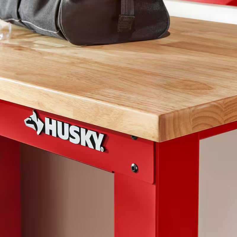 6 ft. Adjustable Height Solid Wood Top Workbench in Red N291