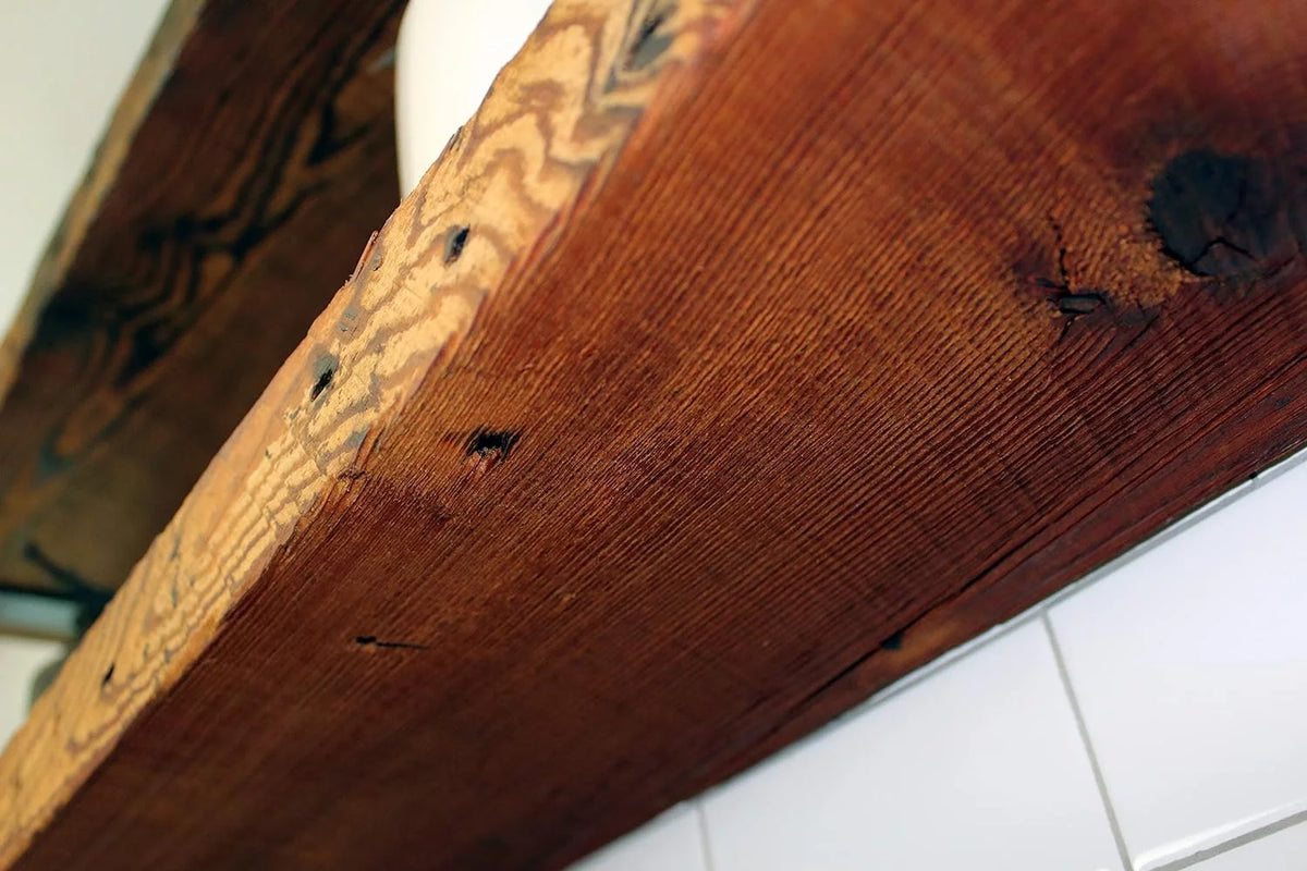 Reclaimed Wood Mantel Shelf with Steel Angle Brackets X39957