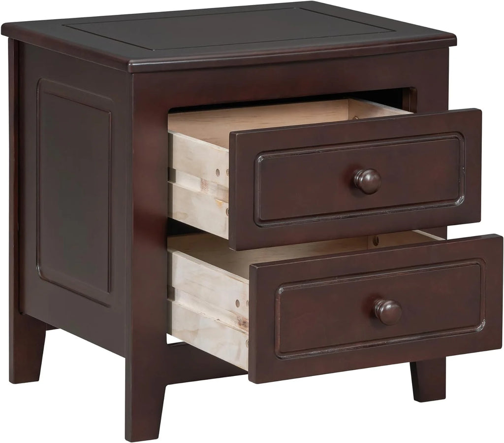 Dark Walnut 2 Drawer Solid Wood Nightstand T191287