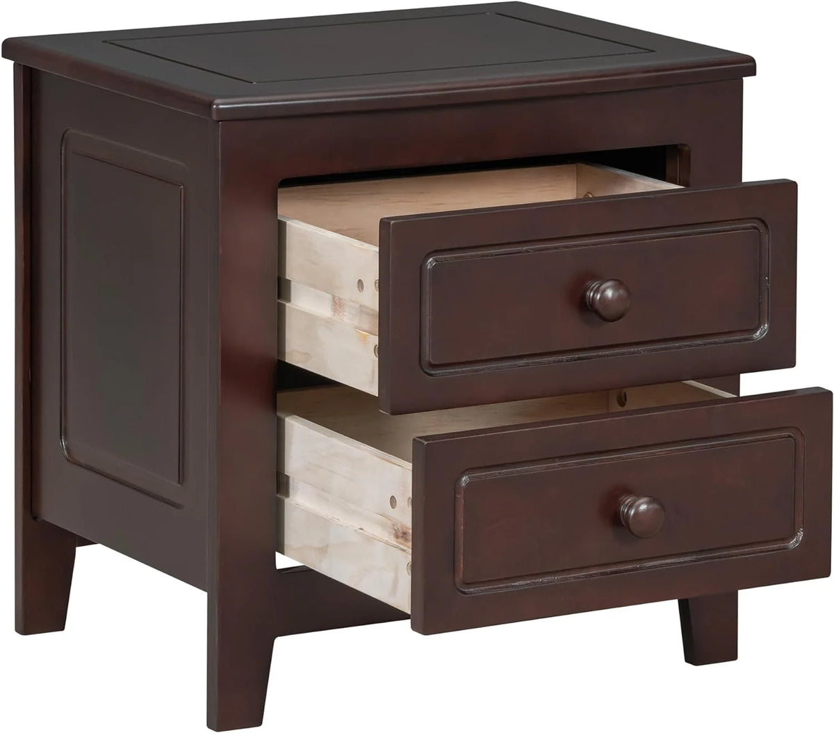Dark Walnut 2 Drawer Solid Wood Nightstand T191287