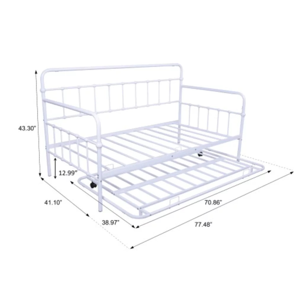 White Metal Frame Daybed with Trundle A394
