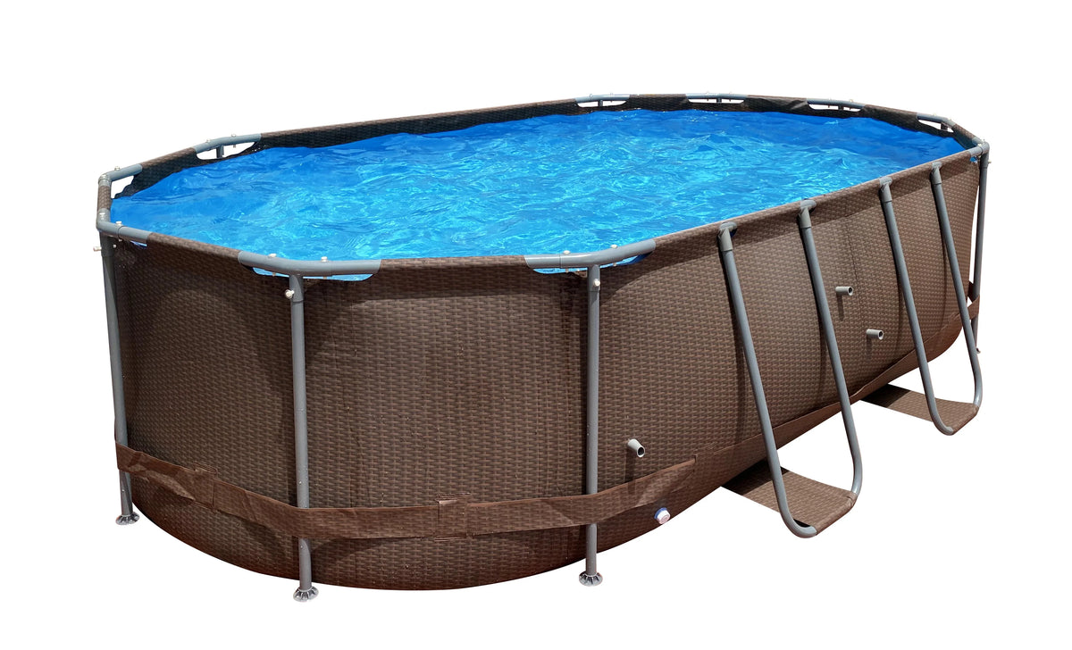 14 ft. Brown Oval Steel Frame Above Ground Swimming Pool F61941