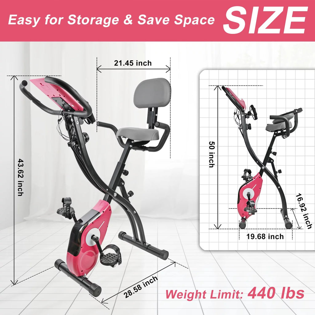 Folding Upright Exercise Bike Stationary Cycling Bike up to 441 lbs Black Z519