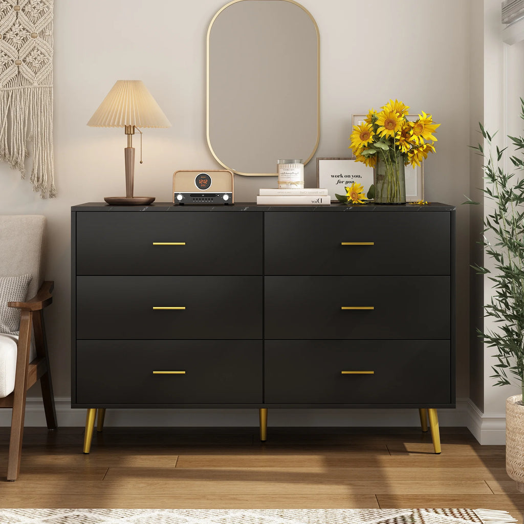 White 6 Drawer Wood Dresser H228220