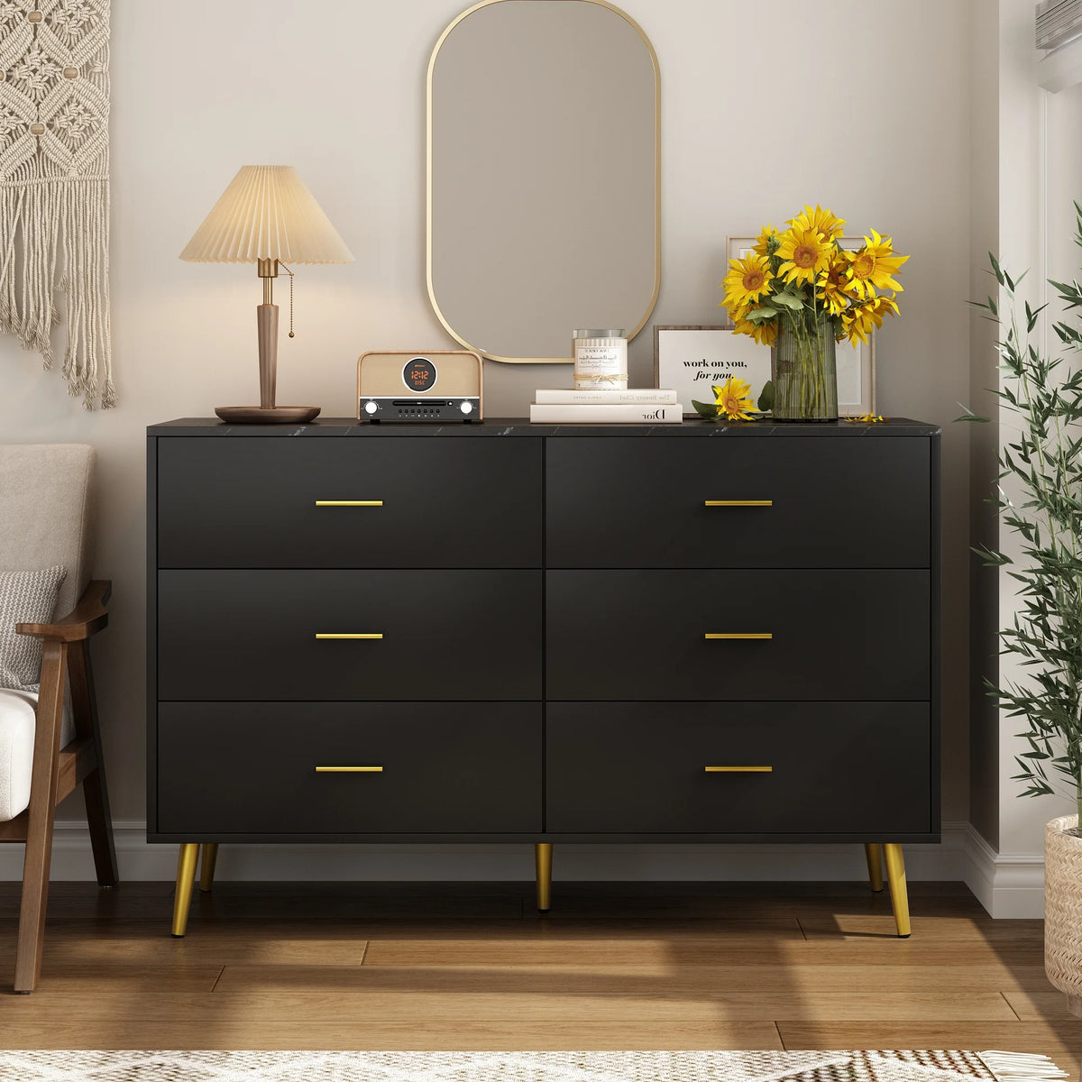 White 6 Drawer Wood Dresser H228220