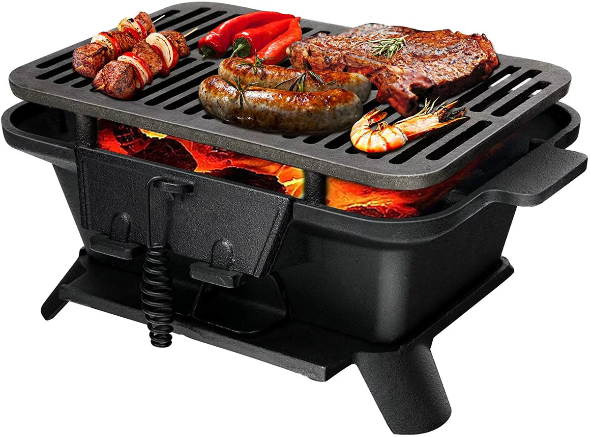 Charcoal Portable BBQ Grill with Double-sided Grilling Net S12872