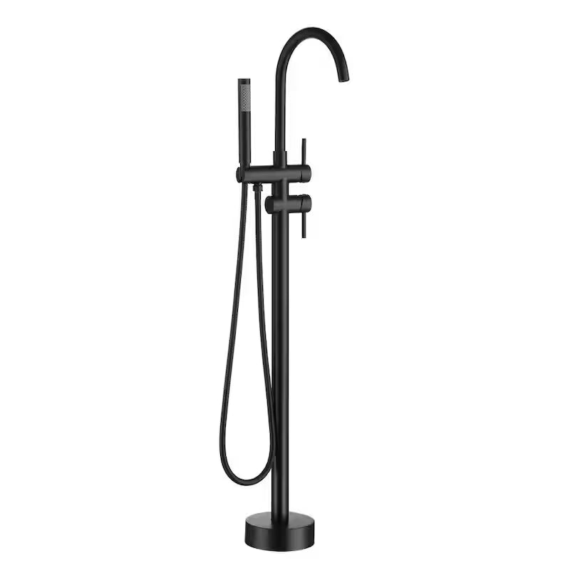 2-Handle Freestanding Bathtub Faucet with Handheld Shower Matte Black L479409