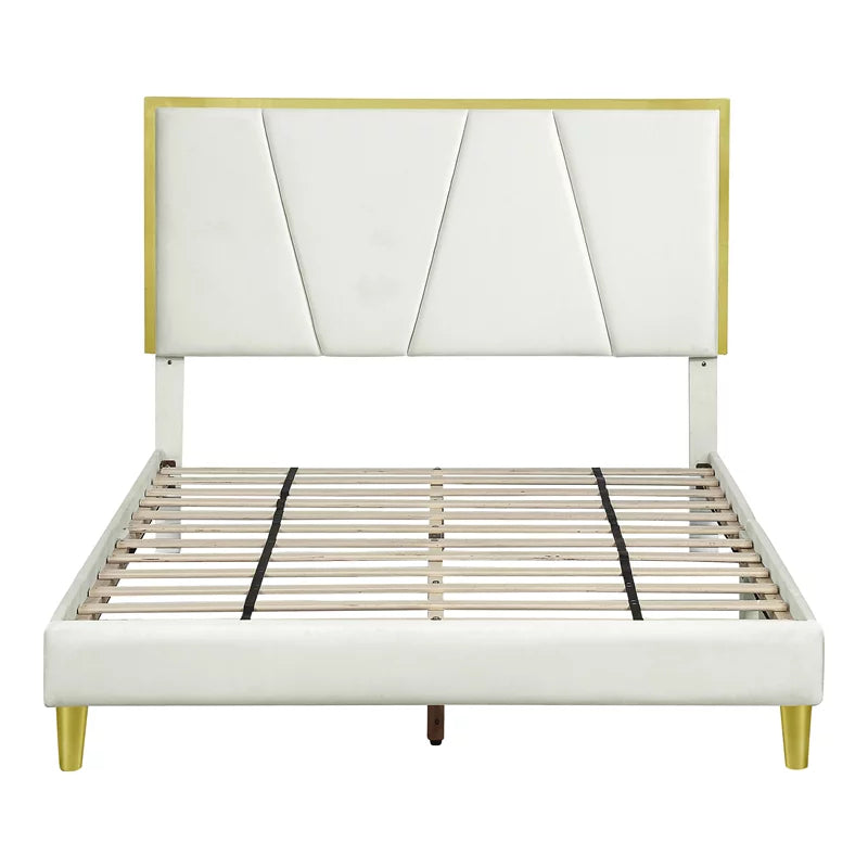 Beige Fabric Upholstered Eastern King Bed N8823