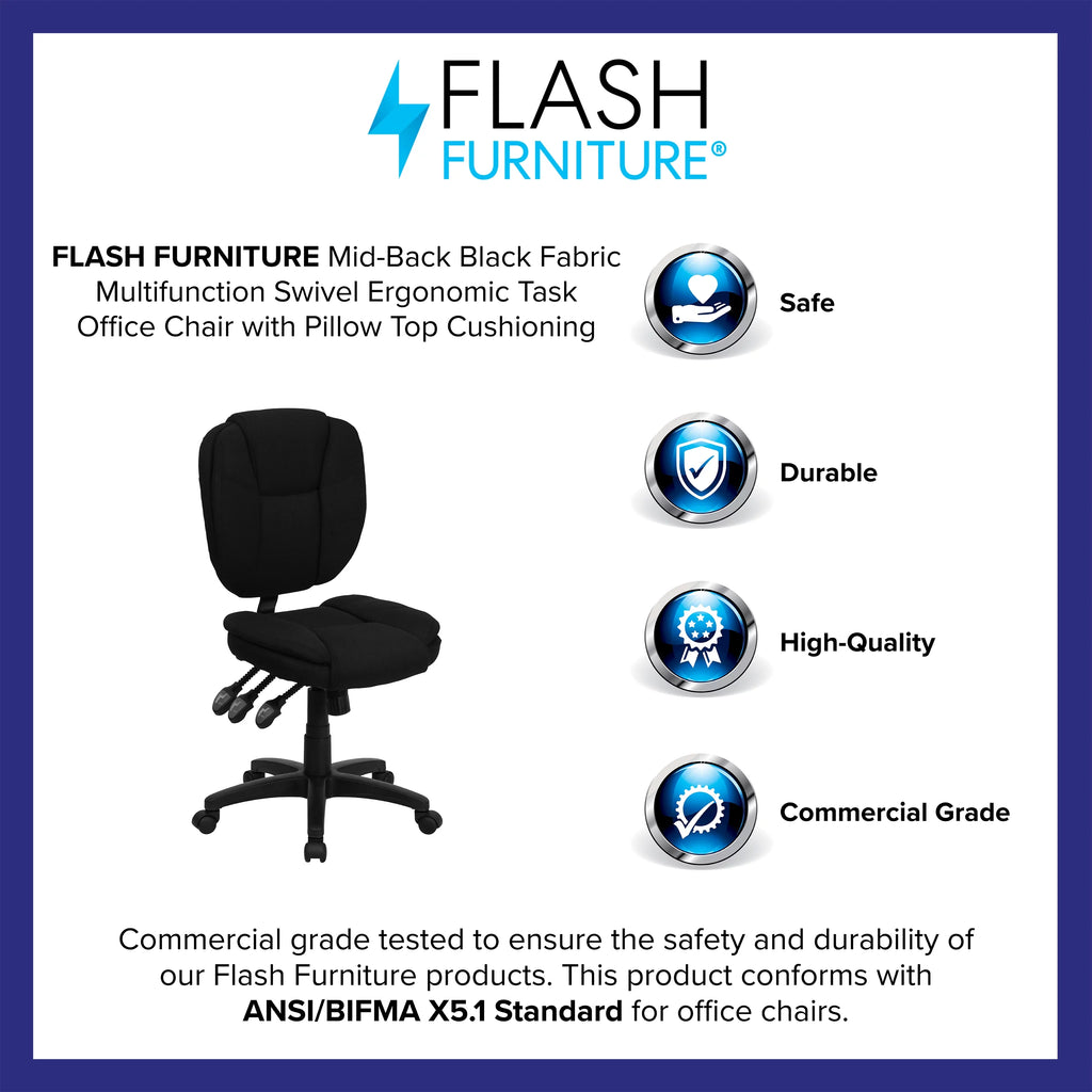 Black Fabric Ergonomic Task Office Chair K253