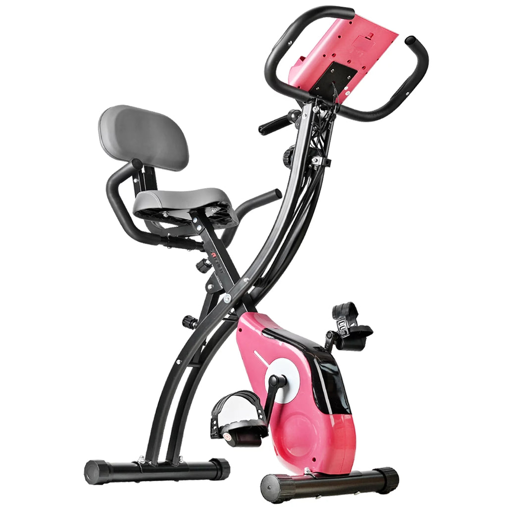 Folding Upright Exercise Bike Stationary Cycling Bike up to 441 lbs Black Z519