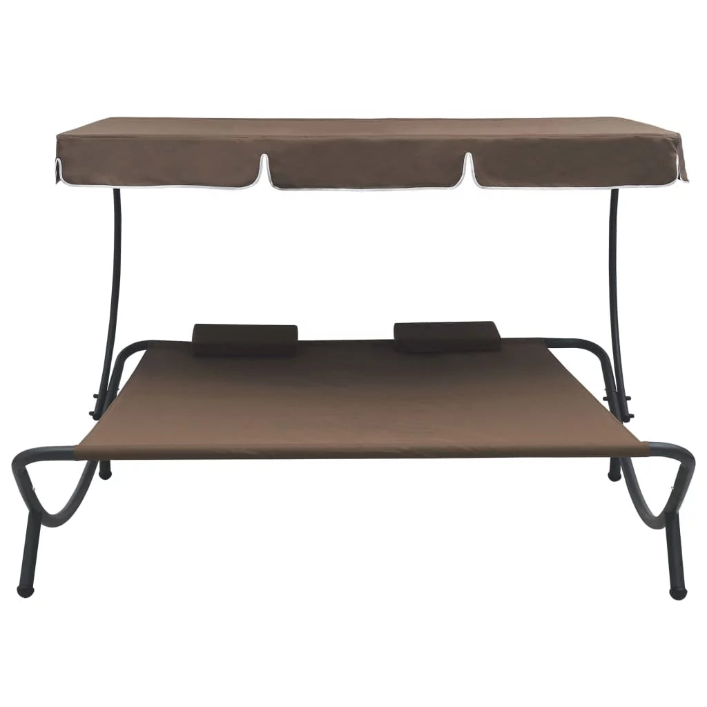 Outdoor Bed with Canopy and Pillows Brown K899