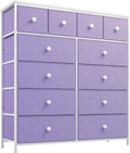 12 Drawer Purple Dresser with Wooden Top & Metal Frame V4767