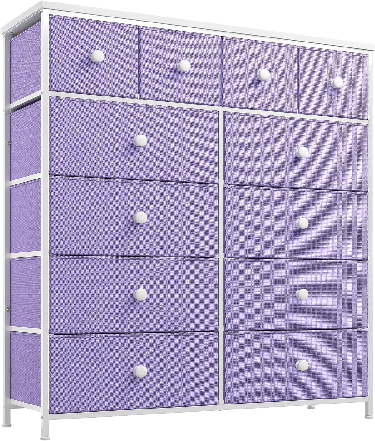 12 Drawer Purple Dresser with Wooden Top & Metal Frame V4767