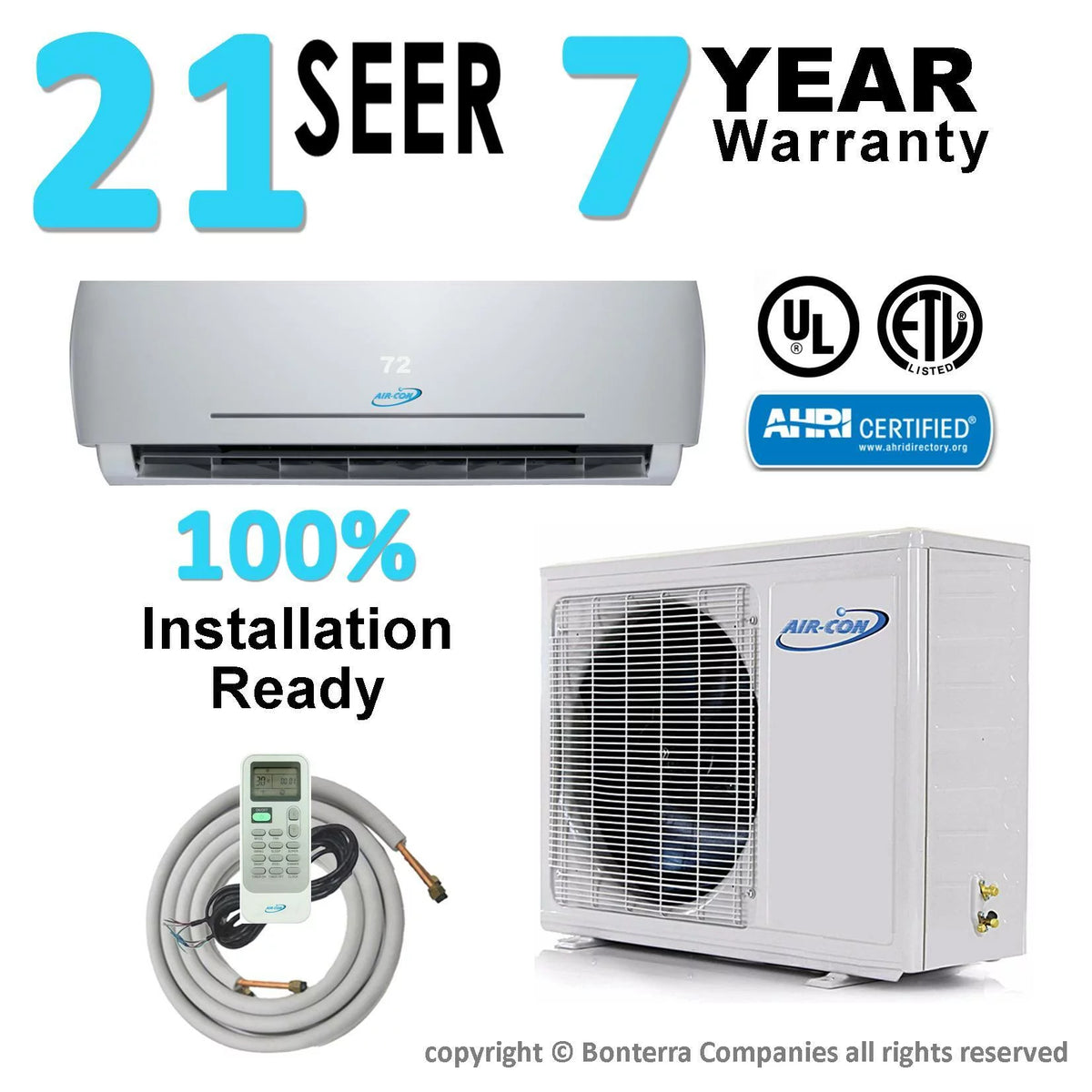 24000 BTU Ductless Mini Split AC/Heating System 2 Ton Inverter Heat Pump W62672