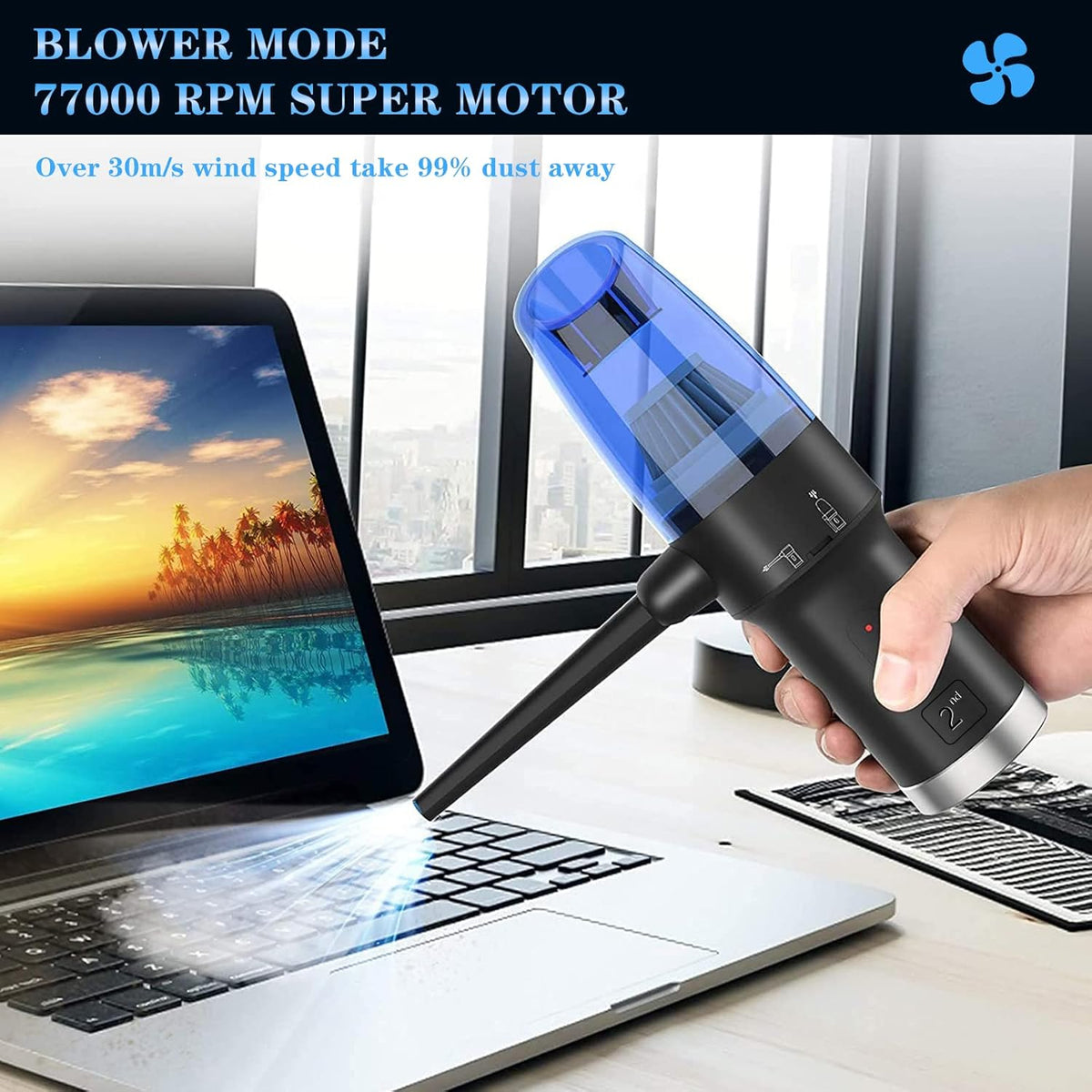 Cordless Air Duster & Vacuum 2-in-1, 6000mAh, Pack of 2 U44904