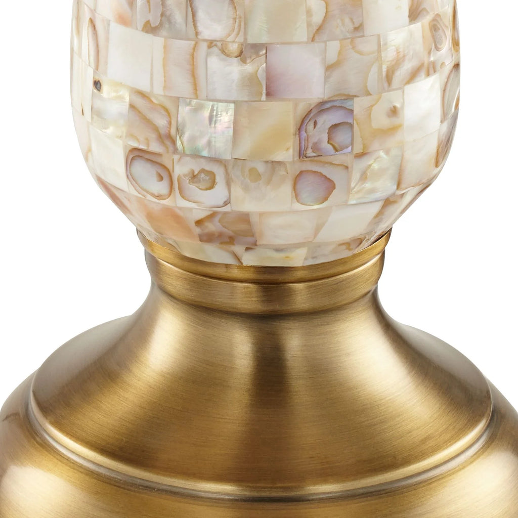 Coastal Table Lamp 29 3/4" Tall Mother of Pearl Mosaic Tapered Drum Shade K7982