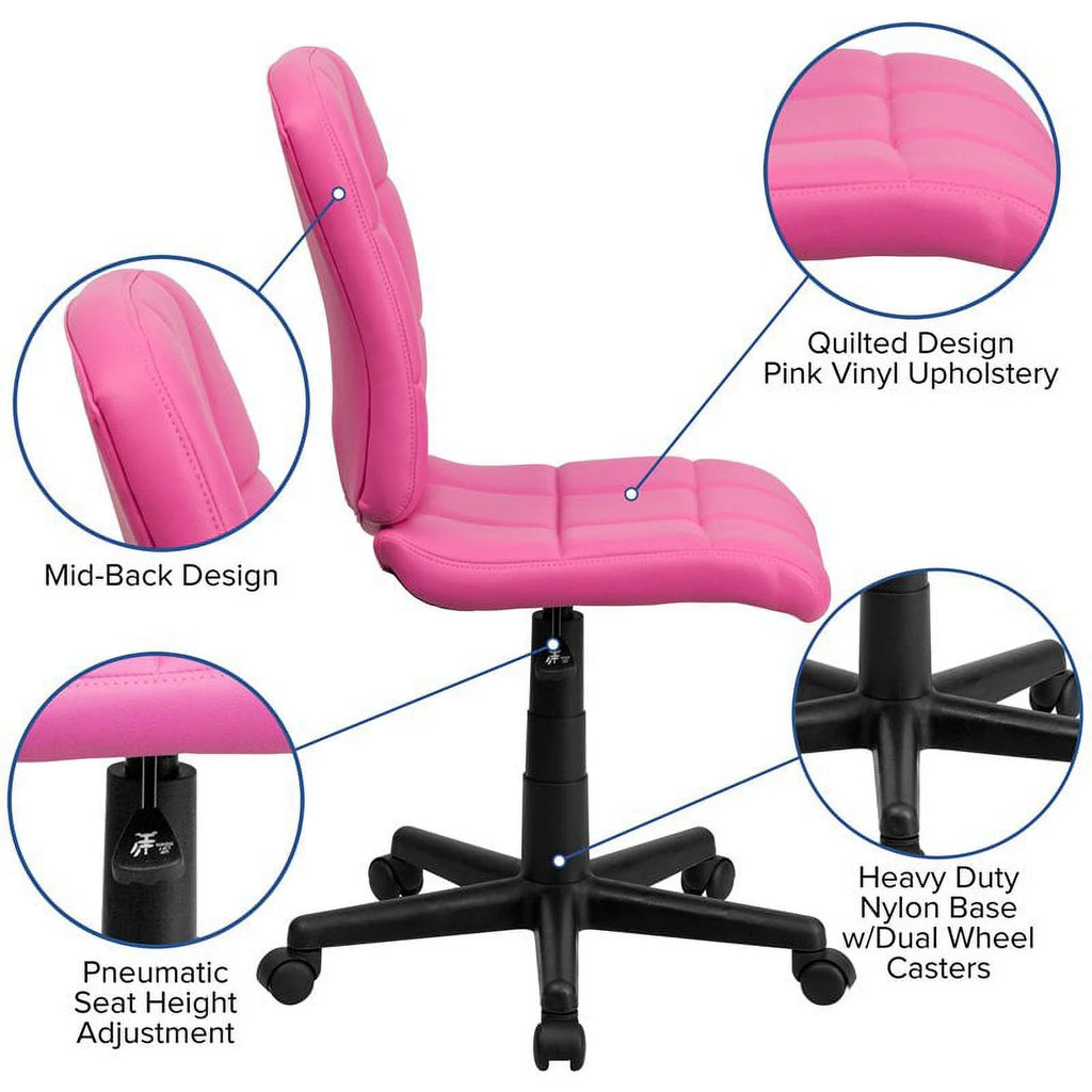 Pink Quilted Office Swivel Chair C24184