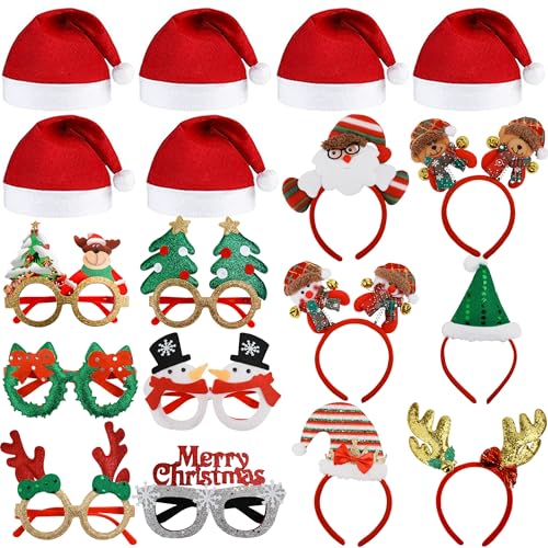 Christmas Glasses and Holiday Headbands 18PCS Set D497052