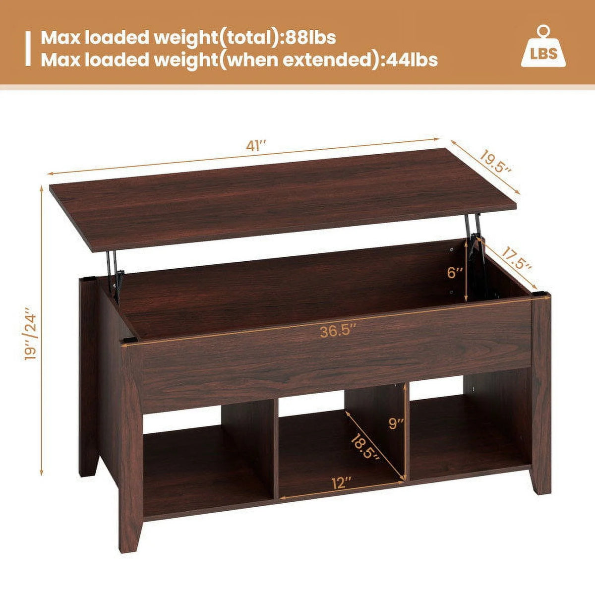 Lift Top Coffee Table with Storage G6097