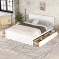 Queen Size White Wooden Platform Bed with 4 Storage Drawers T9900