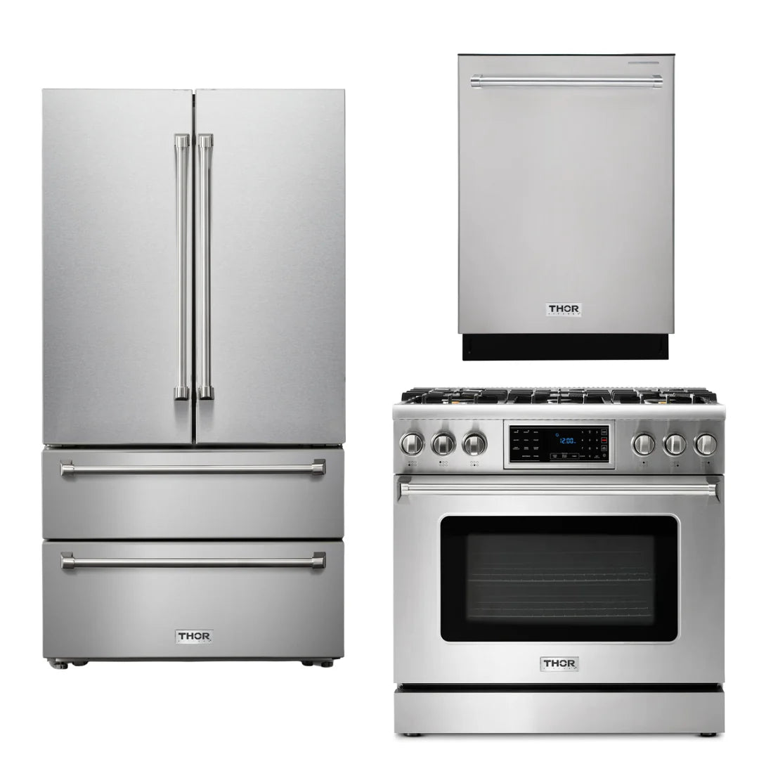 36 Propane Gas Range, Refrigerator, Dishwasher M32766