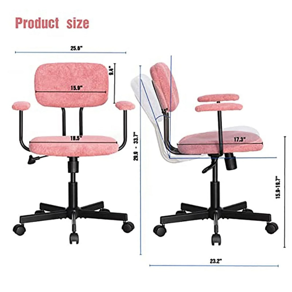 Pink Velvet Fabric Home Office Chair with Armrest O79766