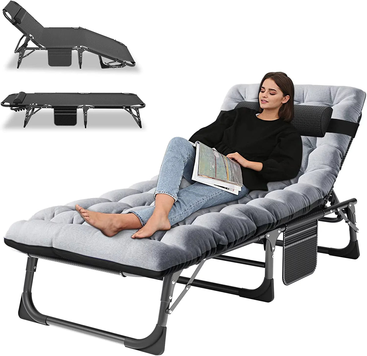 Folding Sleeping Cot with Mattress and Pillow M3627
