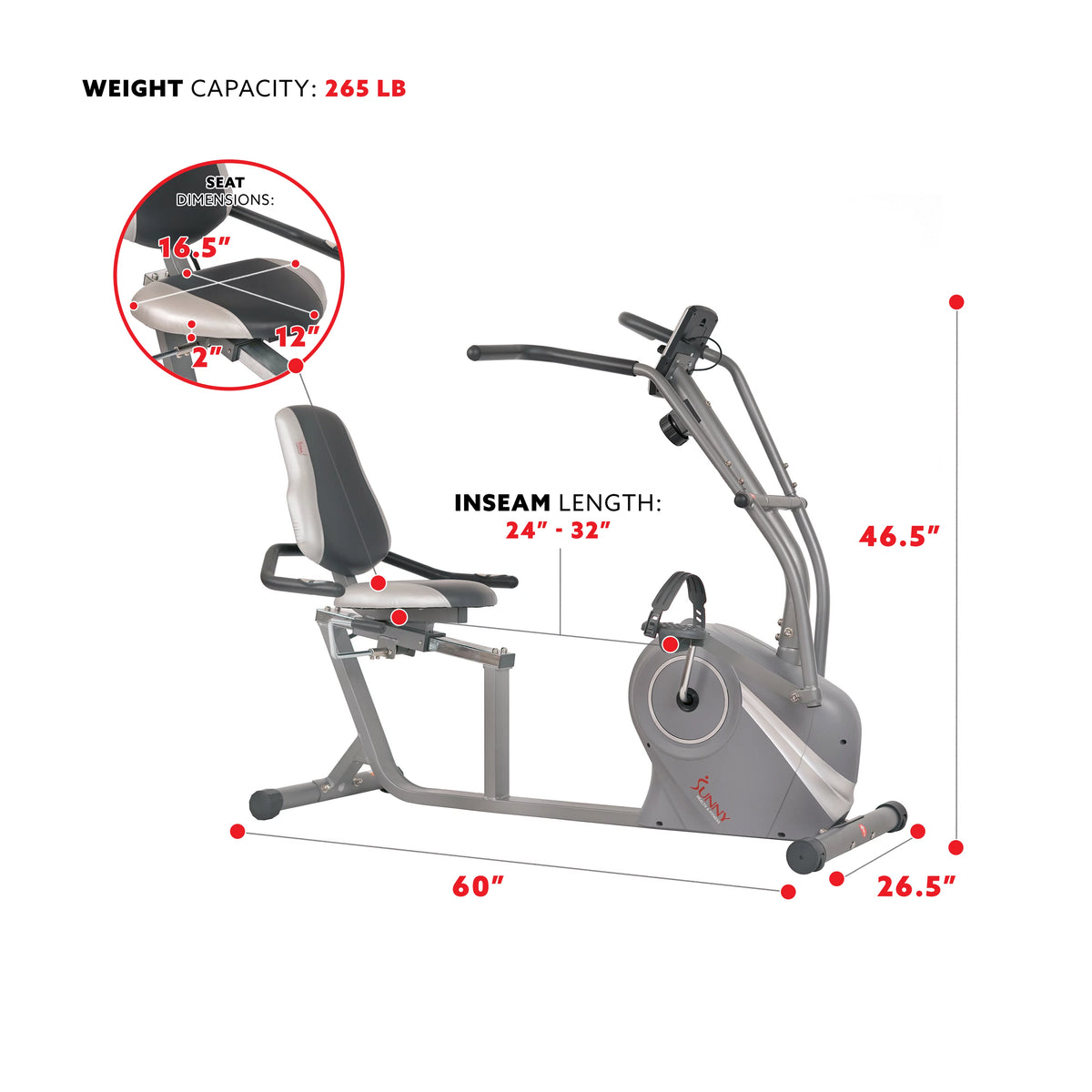 Magnetic Recumbent Bike with Arm Exercisers B707