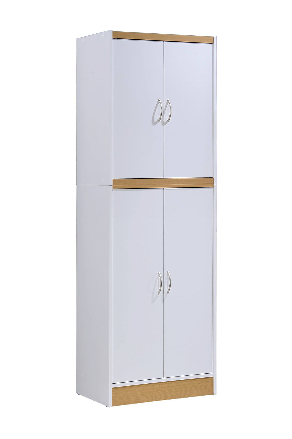 White 4-Door Kitchen Pantry Cabinet with 4 Shelves G19344