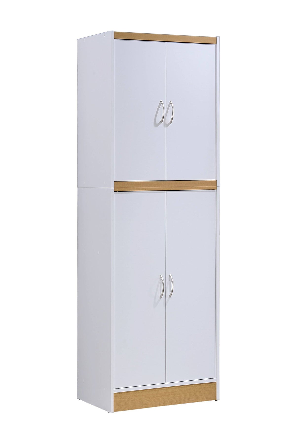White 4-Door Kitchen Pantry Cabinet with 4 Shelves G19344