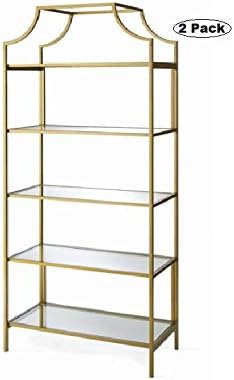 5-Open Shelves Gold Bookcase H149217